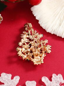 1pc Rhinestone Studded Christmas Tree Brooch, Suitable For Women To Wear On Holidays - Multicolor - View 2