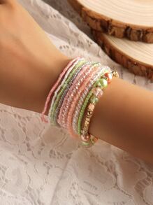 10 chiếc vòng tay hạt gạo Bohemian thủ công - Nhiều màu - Xem 1