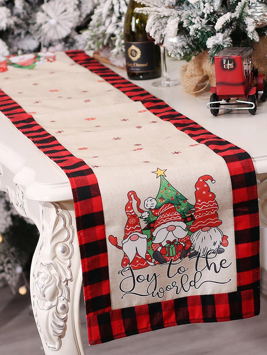 1pc Christmas Gonk Pattern Disposable Table Runner - Multicolor - View 1