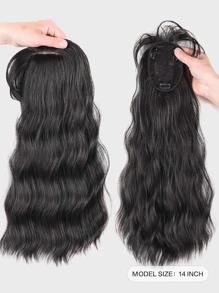 Short Curly Synthetic Hair Topper - Black - View 3