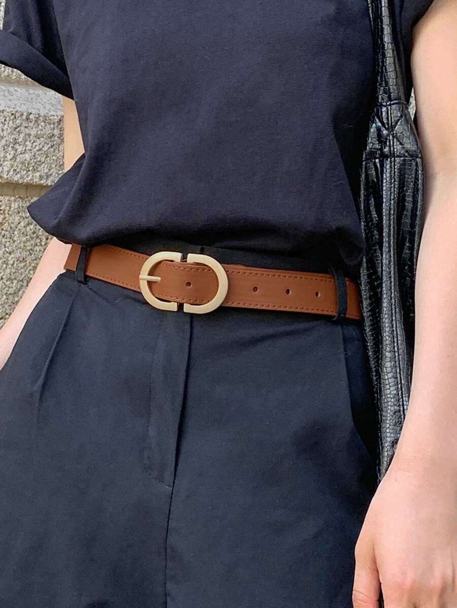 DAZY Stitch Detail Buckle Belt - Camel - View 1
