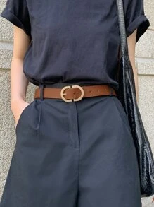 DAZY Stitch Detail Buckle Belt - Camel - View 4