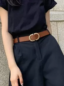 DAZY Stitch Detail Buckle Belt - Camel - View 5