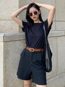 DAZY Stitch Detail Buckle Belt - Camel - View 8