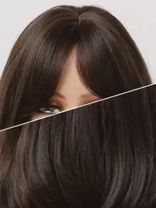 Tóc giả tổng hợp sóng cơ trung bình có mái - màu nâu - Xem 8