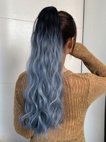 Extensión del pelo de dos tonos larga rizada Coleta - Celeste - Ver 1