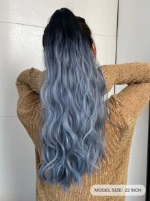 Extensión del pelo de dos tonos larga rizada Coleta - Celeste - Ver 2