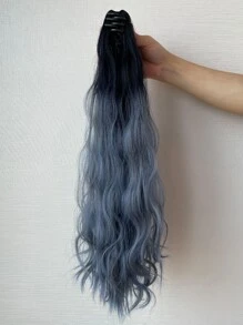 Extensión del pelo de dos tonos larga rizada Coleta - Celeste - Ver 4