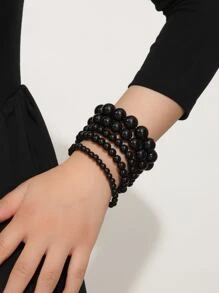 5 cái vòng tay cườm - màu đen - Xem 1