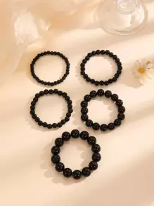 5 cái vòng tay cườm - màu đen - Xem 4