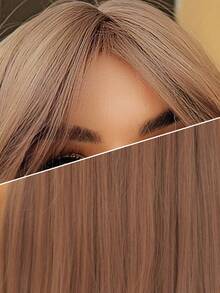 Long Straight Synthetic Wig With Bangs - Brown - View 6