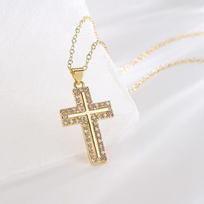 Cubic Zirconia Cross Pendant Necklace