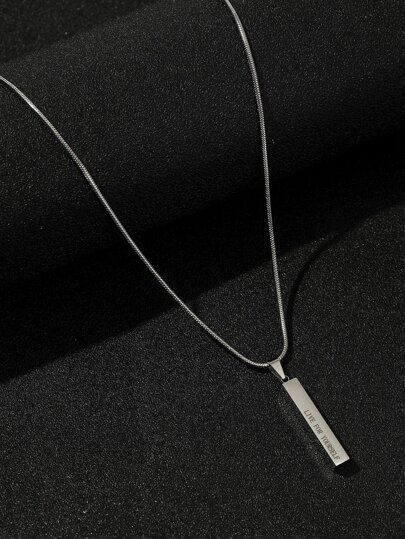 時尚流行男士長方形吊墜項鍊不銹鋼朋克嘻哈風格適合珠寶禮物和時尚外觀