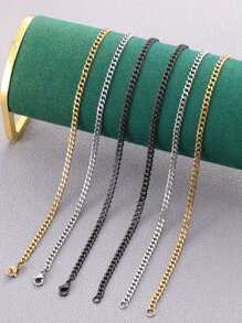 時尚流行3入組男士簡約鏈條項鍊不銹鋼適合珠寶禮物和時尚外觀 - 彩色 - 查看 2