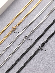 時尚流行3入組男士簡約鏈條項鍊不銹鋼適合珠寶禮物和時尚外觀 - 彩色 - 查看 3