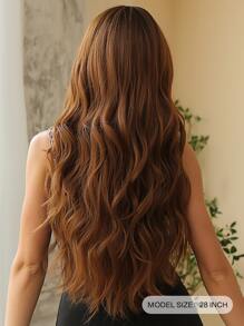 Pelucas largas onduladas de Body sintético con flequillo de 71.12 cm de color marrón rojizo para mujeres, para uso diario, fiestas de disfraces y cosplay - Multicolor - Ver 4