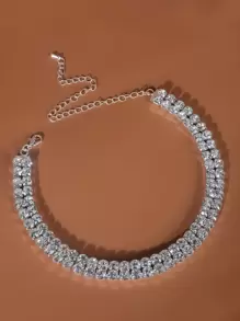 1pc Exaggerated Personalized Rhinestone Necklace For Women, Versatile Accessory - Silver - View 1