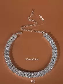 1pc Exaggerated Personalized Rhinestone Necklace For Women, Versatile Accessory - Silver - View 5