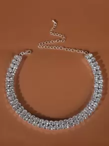 1pc Exaggerated Personalized Rhinestone Necklace For Women, Versatile Accessory - Silver - View 6