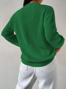 SHEIN Unity Argyle Knit Drop Shoulder Jumper - Green - View 2