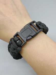 Những người đàn ông thời trang và được ưa chuộng Phát hành Vòng tay bện có khóa để làm quà tặng trang sức và cho một vẻ ngoài sành điệu - màu đen - Xem 2