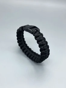 Những người đàn ông thời trang và được ưa chuộng Phát hành Vòng tay bện có khóa để làm quà tặng trang sức và cho một vẻ ngoài sành điệu - màu đen - Xem 3