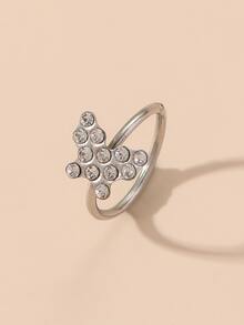 Aro para la nariz con diamante de imitación con diseño de mariposa - Plateado - Ver 4