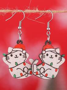 聖誕貓耳墜 - 彩色 - 查看 1