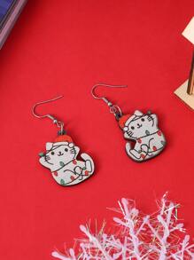 聖誕貓耳墜 - 彩色 - 查看 2
