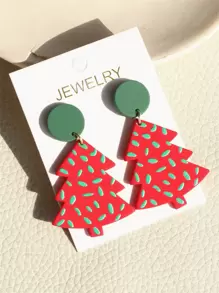 Pendientes largos árbol de Navidad - Multicolor - Ver 1
