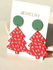 Pendientes largos árbol de Navidad - Multicolor - Ver 3