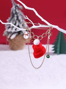Christmas Snowman & Hat Decor Brooch - Multicolor - View 1