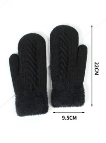 Solid Plush Lined Gloves - Black - View 7