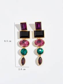 Rhinestone Decor Drop Earrings - Multicolor - View 4