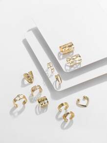 11 cái Trái Tim Trang Trí Tai Cuff - Vàng - Xem 2