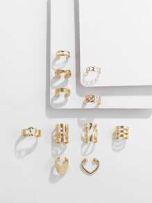 11 cái Trái Tim Trang Trí Tai Cuff - Vàng - Xem 3