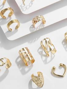 11 cái Trái Tim Trang Trí Tai Cuff - Vàng - Xem 4