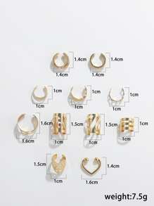 11 cái Trái Tim Trang Trí Tai Cuff - Vàng - Xem 5