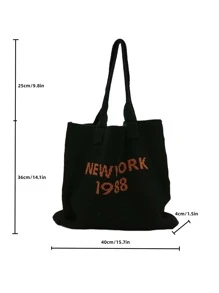CONTAINEVERY Letter Graphic Crochet Bag - Black - View 5