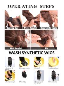 Synthetic Heat Resistant Colored Braids Hair Extensions With Rubber Bands Braided 20 Inch Synthetic Hairpieces Ponytail Hair Accessories For Women Kids Girls Party Highlights Cosplay Dress Up - Multicolor - View 8