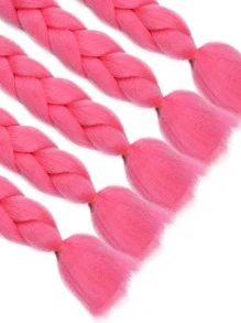 玫瑰紅色編織頭髮大號盒子辮髮延伸，在黑暗中發光編織頭髮不打結發光大號辮髮(1件24英寸) - 玫紅色 - 查看 7