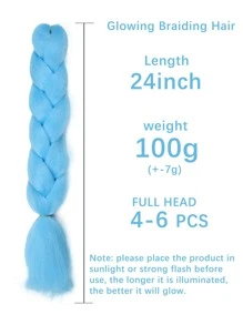 Blue Braiding Hair Jumbo Box Braids Hair Extensions Glow In The Dark Hair Knotless Braiding Hair Luminous Jumbo Braiding Hair Glow In The Dark Hair Extensions(1 Pc 24inch) - Blue - View 5