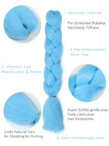 Blue Braiding Hair Jumbo Box Braids Hair Extensions Glow In The Dark Hair Knotless Braiding Hair Luminous Jumbo Braiding Hair Glow In The Dark Hair Extensions(1 Pc 24inch) - Blue - View 6