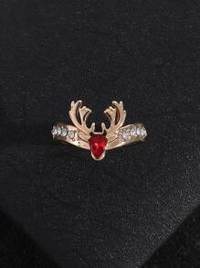 Men Rhinestone & Antler Decor Cuff Ring - Multicolor - View 2