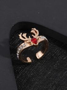 Men Rhinestone & Antler Decor Cuff Ring - Multicolor - View 4