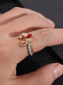 Men Rhinestone & Antler Decor Cuff Ring - Multicolor - View 5