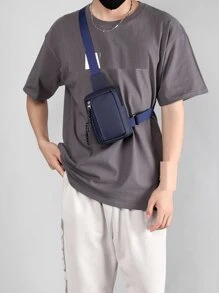 迷你男士極簡單肩包 - 藍色 - 查看 1