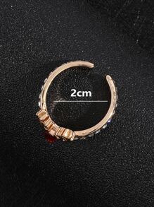 Men Rhinestone & Antler Decor Cuff Ring - Multicolor - View 7