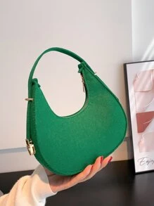 Minimalist Zipper Hobo Bag - Green - View 7