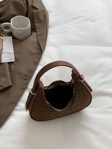 鱷魚壓紋流浪包 - 咖啡棕 - 查看 6